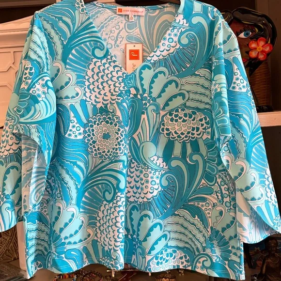 Jude Connally Medium M Daniella top Enchanted Sea Aqua nwt - Picture 5 of 7